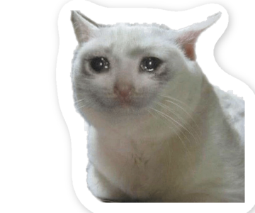 Ağlayan beyaz kedi üzgün derbeder sticker komik meme