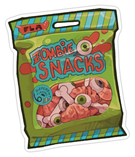 Zombie Snacks | Die Cut | Mat | Laminasyonlu Sticker
