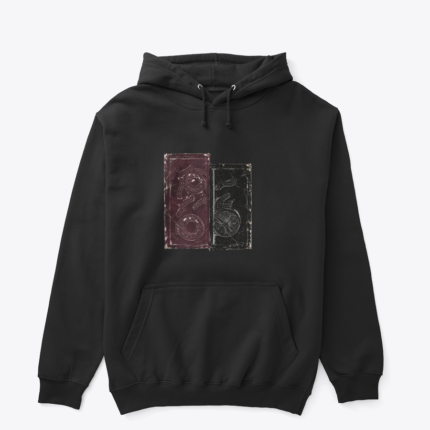 Mekanik tasarımlı siyah hoodie