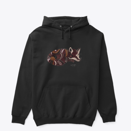 Tilki tasarımlı siyah hoodie