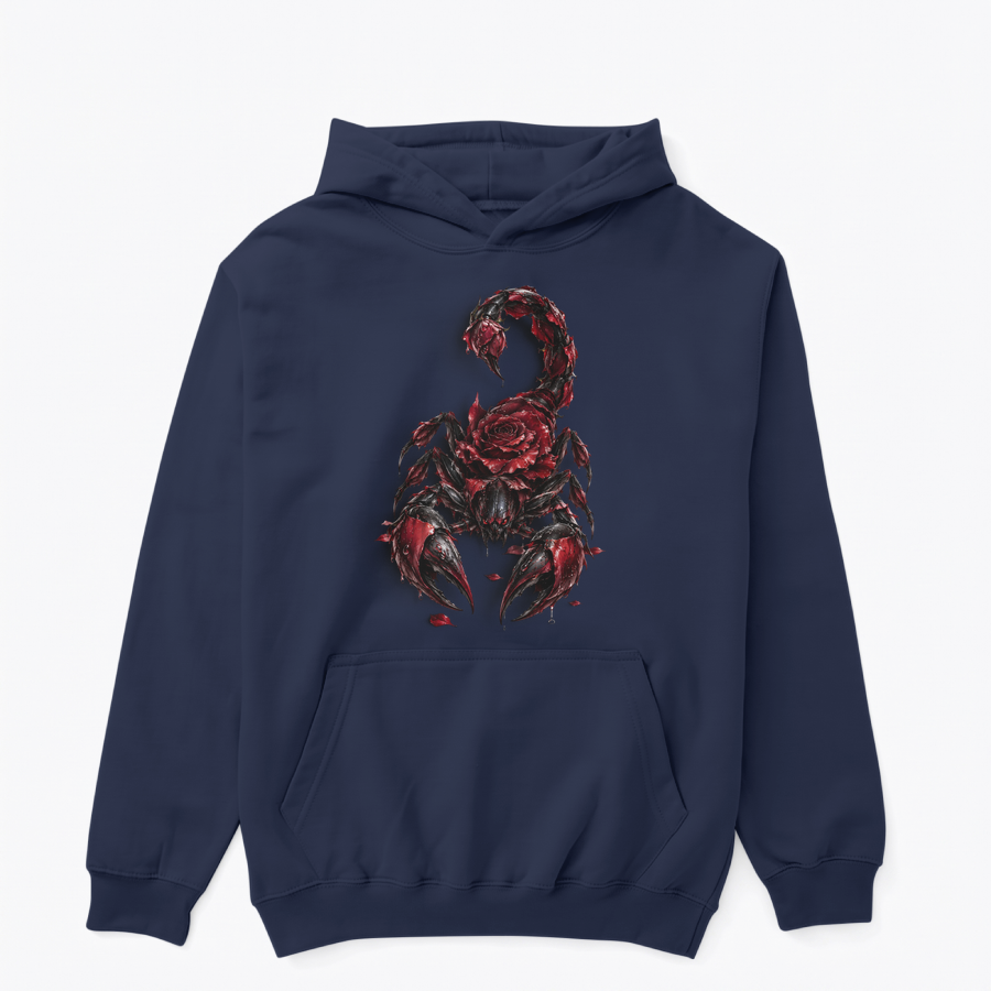 Akrep tasarımlı lacivert hoodie