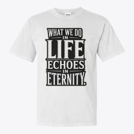 Echoes of Eternity tasarımlı beyaz tişört