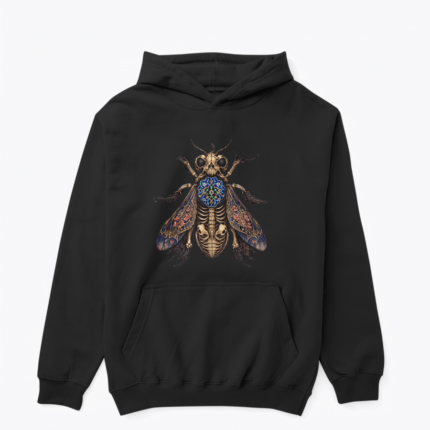 Elegant Decay Dark Gothic Beetle tasarımlı siyah hoodie