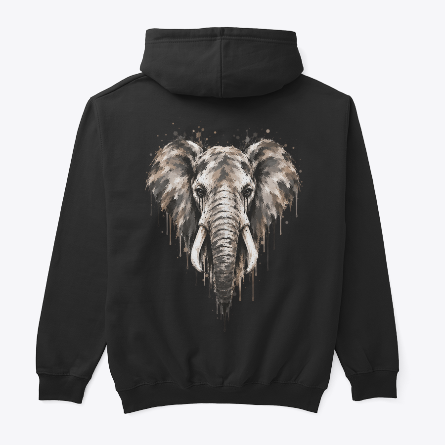 Clothing Mockup 46365 back Fil Baskılı Hoodie – Sanatsal Fil Tasarımı, arka görünüm