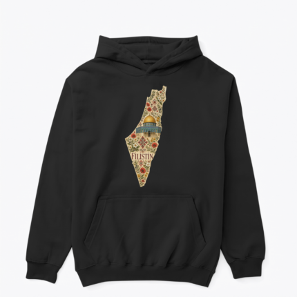 Filistin’in Zarafeti Özgür Stil tasarımlı siyah hoodie