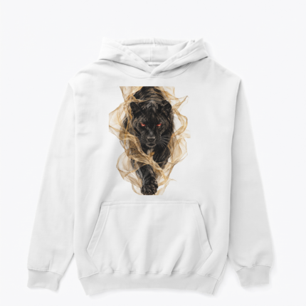 Panter tasarımlı beyaz hoodie