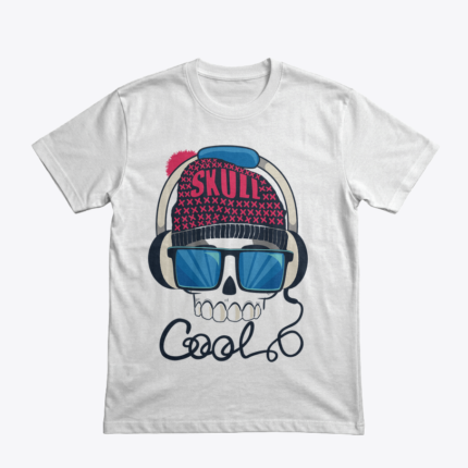 Skull Beats tasarımlı beyaz tişört
