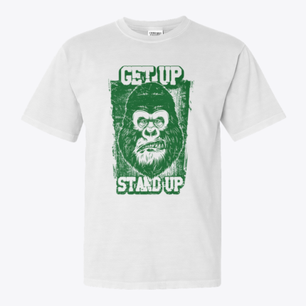 Stand Up Gorilla tasarımlı beyaz tişört
