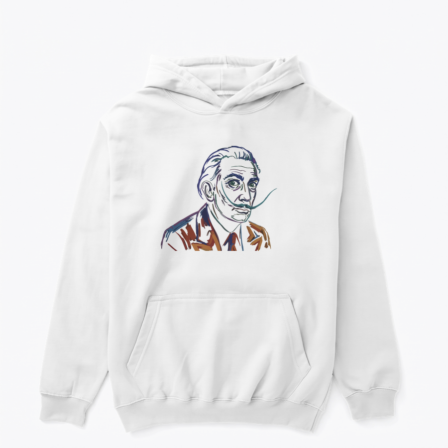 Sürrealist Krizler / Ustalara Saygı tasarımlı beyaz hoodie