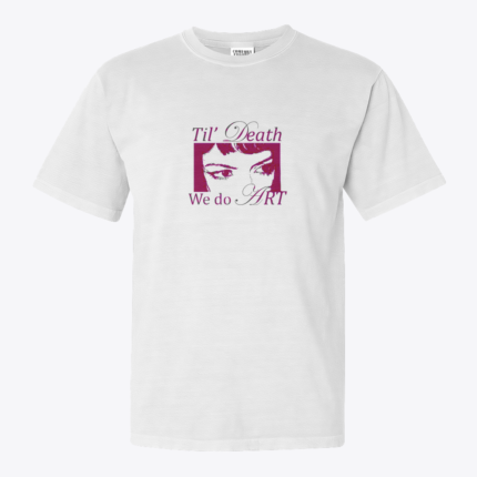 Til Death We Do Art // Vintage Graphic Tee tasarımlı beyaz tişört