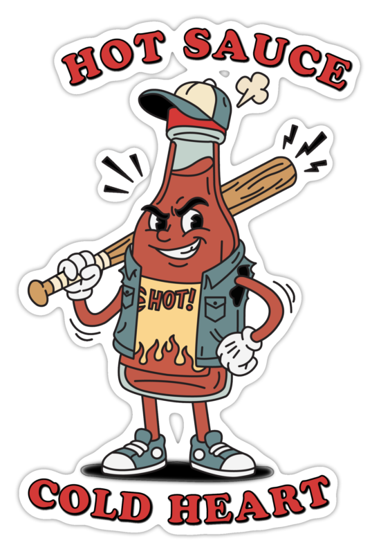 Vintage Retro Acı Sos 1930’lar Maskot – Hot Sauce Cold Heart sticker