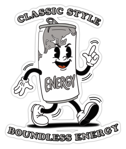 Vintage Retro Enerji İçeceği 1930’lar Maskot – Classic Style Boundless Energy sticker