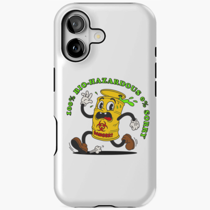 Vintage Retro Radyoaktif Varil 1930’lar Maskot – 100% BIO-HAZARDOUS, 0% SORRY tasarımlı telefon kılıfı
