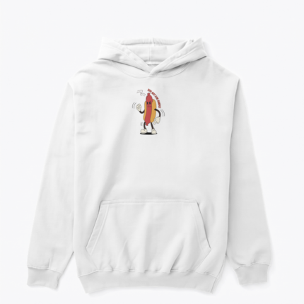 Vintage Retro Sosisli 1930’lar Maskot – Too Hot For Handle tasarımlı beyaz hoodie